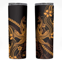 Gold Black Aloha Hawaii Skinny Tumbler Polynesian Shark Tattoo With Plumeria LT14 Gold - Polynesian Pride