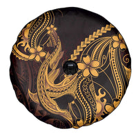 Gold Black Aloha Hawaii Spare Tire Cover Polynesian Shark Tattoo With Plumeria LT14 - Polynesian Pride