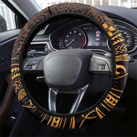 Gold Black Aloha Hawaii Steering Wheel Cover Polynesian Shark Tattoo With Plumeria LT14 - Polynesian Pride