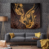 Gold Black Aloha Hawaii Tapestry Polynesian Shark Tattoo With Plumeria LT14 Gold - Polynesian Pride