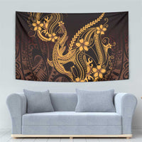 Gold Black Aloha Hawaii Tapestry Polynesian Shark Tattoo With Plumeria LT14 - Polynesian Pride