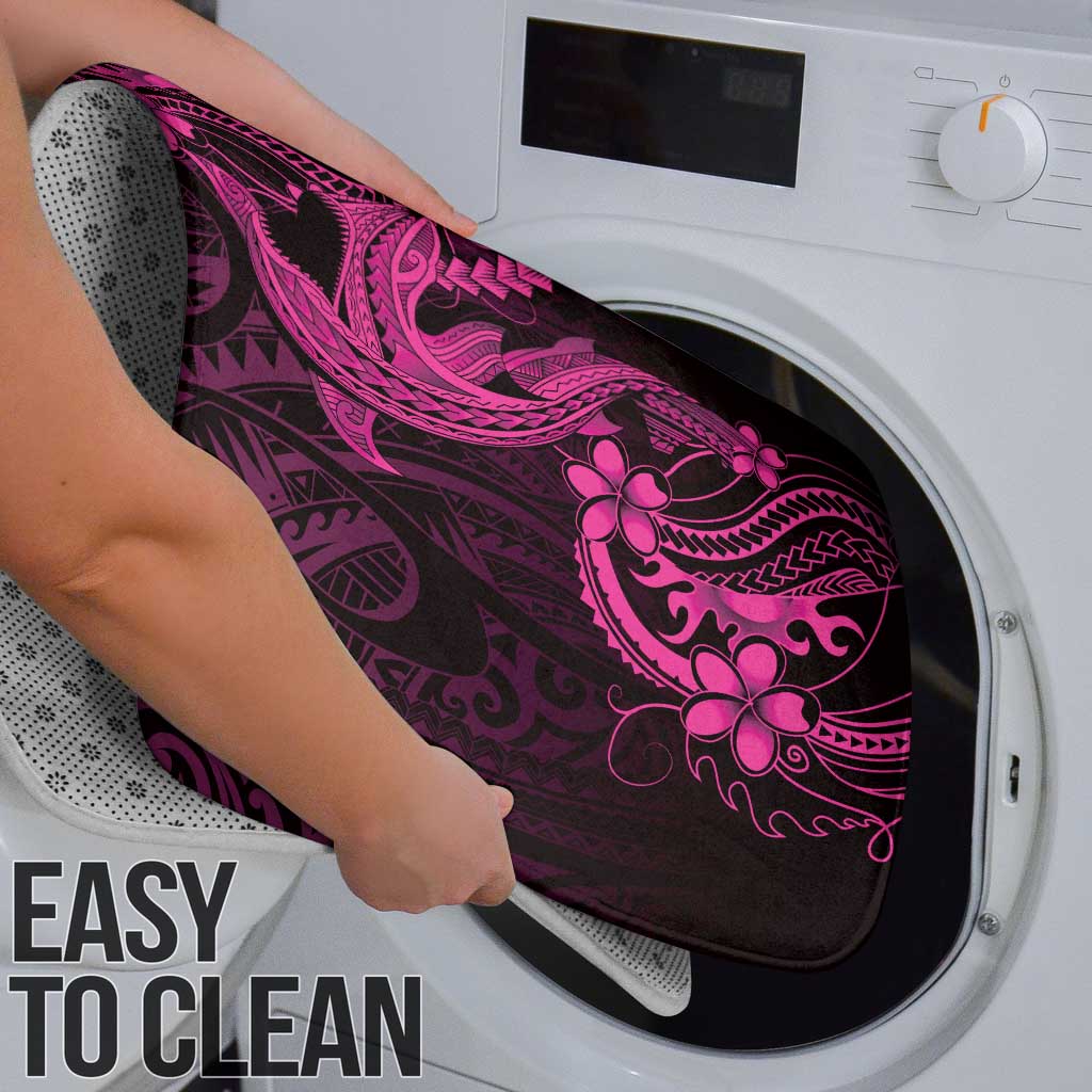 Pink Black Aloha Hawaii Bathroom Set Polynesian Shark Tattoo With Plumeria LT14 - Polynesian Pride