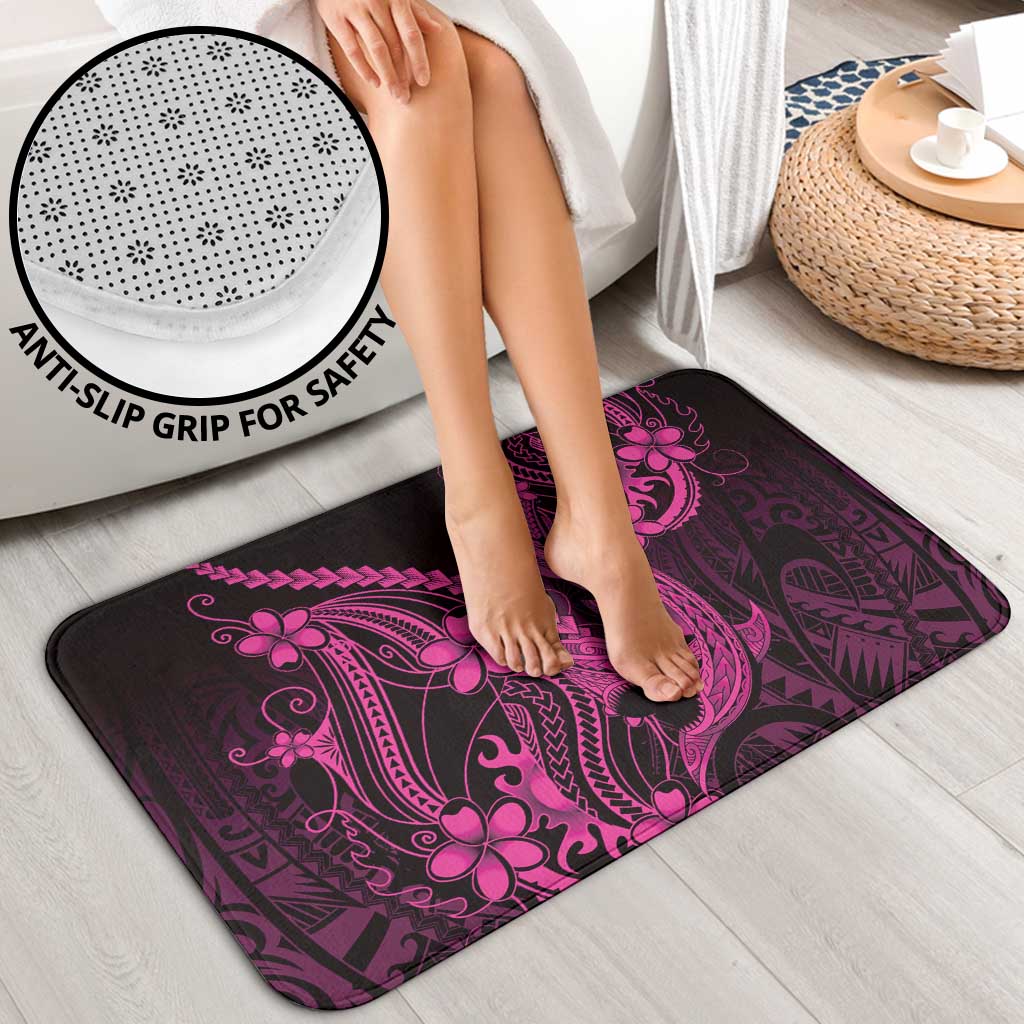 Pink Black Aloha Hawaii Bathroom Set Polynesian Shark Tattoo With Plumeria LT14 - Polynesian Pride