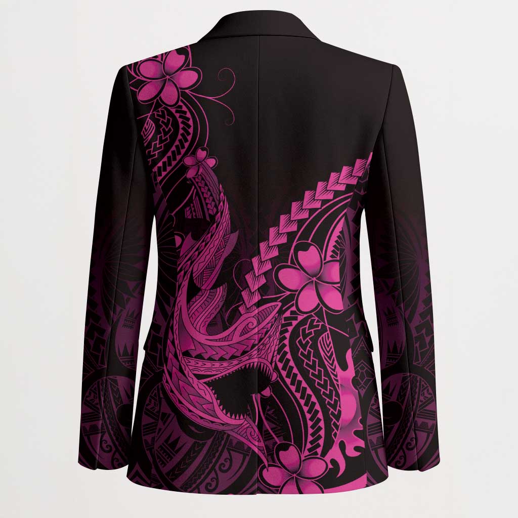 Pink Black Aloha Hawaii Blazer Polynesian Shark Tattoo With Plumeria LT14 - Polynesian Pride