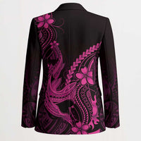 Pink Black Aloha Hawaii Blazer Polynesian Shark Tattoo With Plumeria LT14 - Polynesian Pride