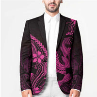 Pink Black Aloha Hawaii Blazer Polynesian Shark Tattoo With Plumeria LT14 - Polynesian Pride