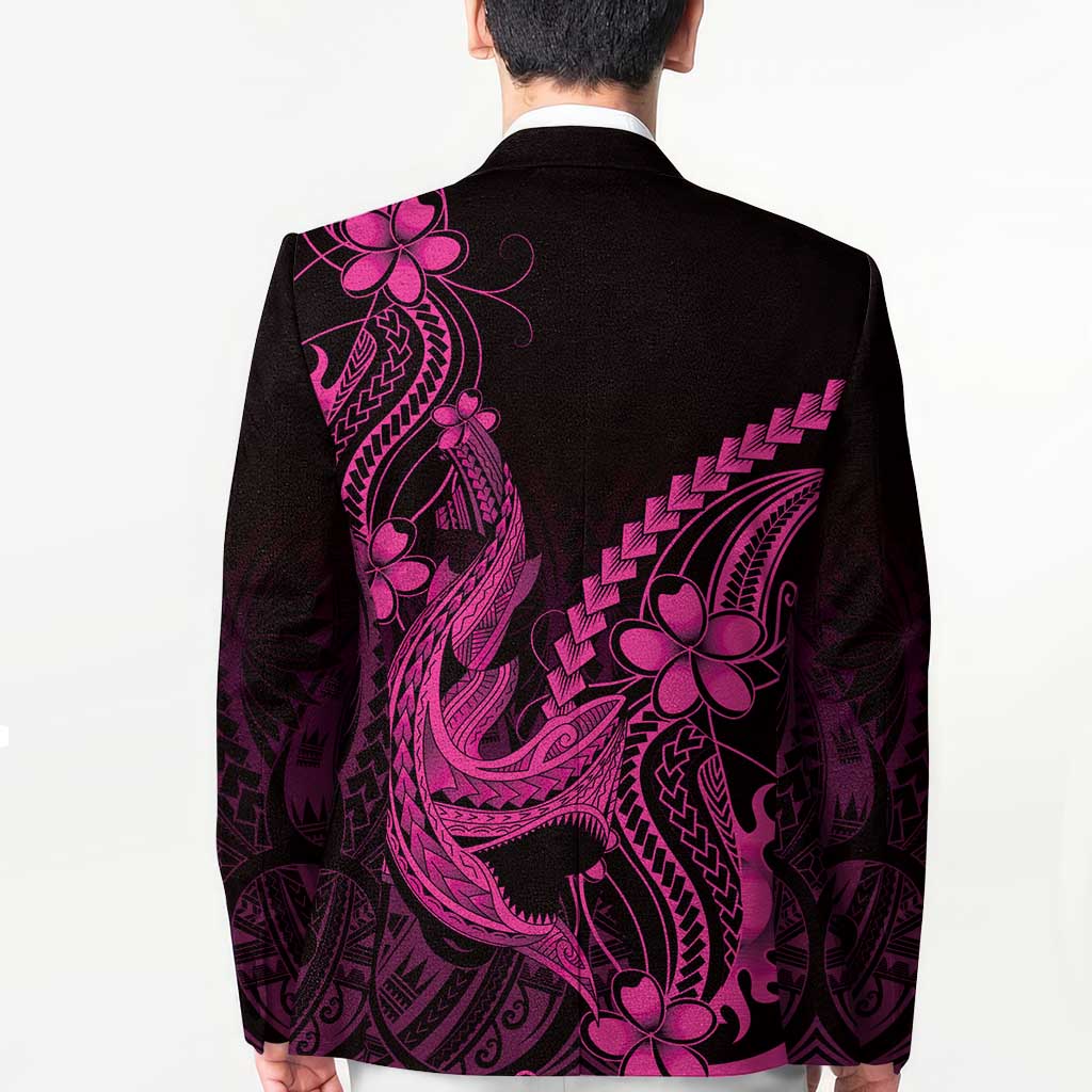 Pink Black Aloha Hawaii Blazer Polynesian Shark Tattoo With Plumeria LT14 - Polynesian Pride