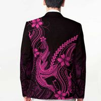Pink Black Aloha Hawaii Blazer Polynesian Shark Tattoo With Plumeria LT14 - Polynesian Pride