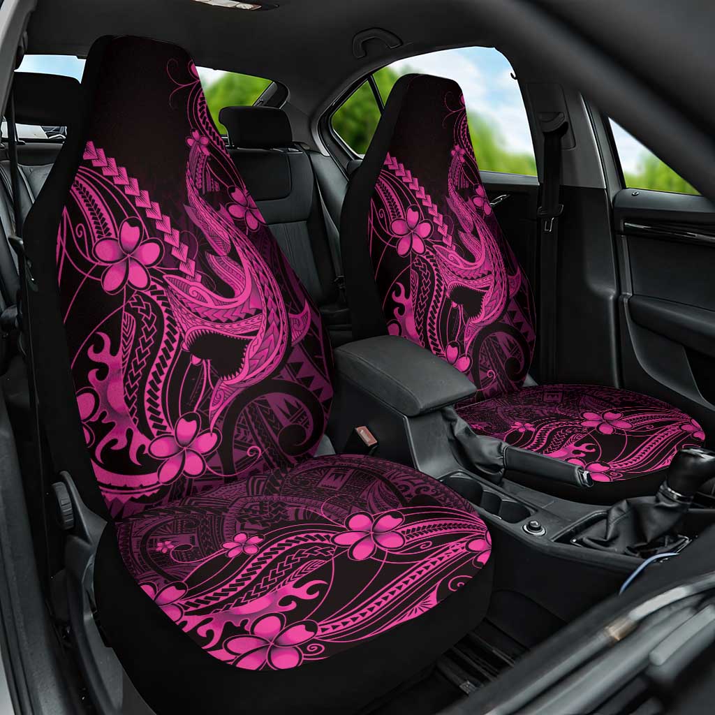 Pink Black Aloha Hawaii Car Seat Cover Polynesian Shark Tattoo With Plumeria LT14 One Size Pink - Polynesian Pride