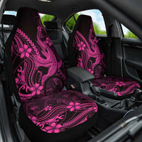 Pink Black Aloha Hawaii Car Seat Cover Polynesian Shark Tattoo With Plumeria LT14 One Size Pink - Polynesian Pride
