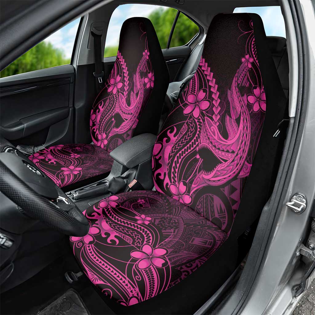 Pink Black Aloha Hawaii Car Seat Cover Polynesian Shark Tattoo With Plumeria LT14 - Polynesian Pride