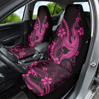 Pink Black Aloha Hawaii Car Seat Cover Polynesian Shark Tattoo With Plumeria LT14 - Polynesian Pride