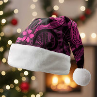 Pink Black Aloha Hawaii Christmas Santa Hat Polynesian Shark Tattoo With Plumeria LT14 Without Fur Pink - Polynesian Pride