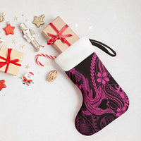 Pink Black Aloha Hawaii Christmas Stocking Polynesian Shark Tattoo With Plumeria - Polynesian Pride
