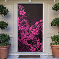Pink Black Aloha Hawaii Door Cover Polynesian Shark Tattoo With Plumeria LT14 Pink - Polynesian Pride