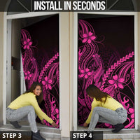 Pink Black Aloha Hawaii Door Cover Polynesian Shark Tattoo With Plumeria LT14 - Polynesian Pride