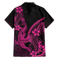 Pink Black Aloha Hawaii Family Matching Puletasi and Hawaiian Shirt Polynesian Shark Tattoo With Plumeria - Polynesian Pride