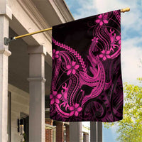Pink Black Aloha Hawaii Garden Flag Polynesian Shark Tattoo With Plumeria LT14 House Flag Pink - Polynesian Pride