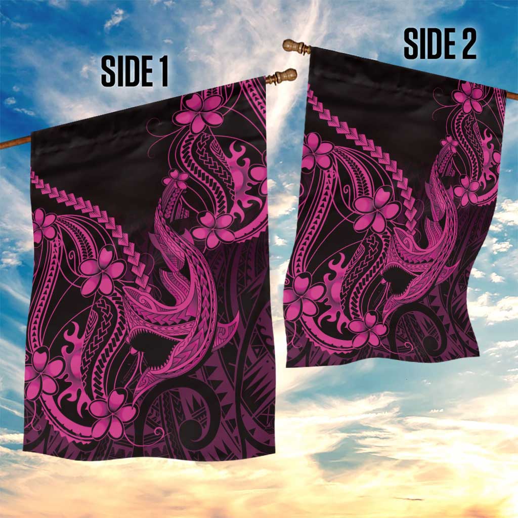 Pink Black Aloha Hawaii Garden Flag Polynesian Shark Tattoo With Plumeria LT14 - Polynesian Pride