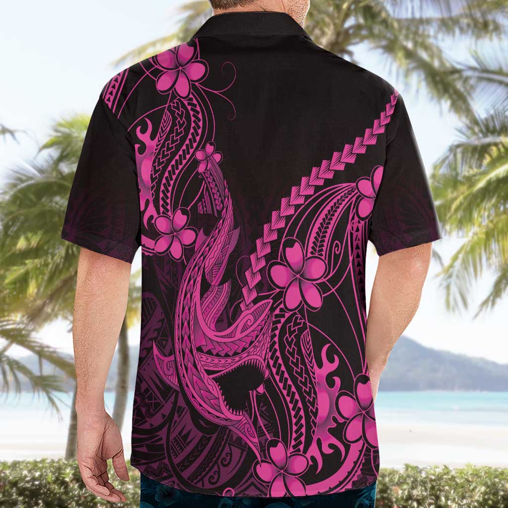 Pink Black Aloha Hawaii Hawaiian Shirt Polynesian Shark Tattoo With Plumeria LT14 - Polynesian Pride