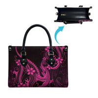 Pink Black Aloha Hawaii Leather Bag Polynesian Shark Tattoo With Plumeria LT14 - Polynesian Pride