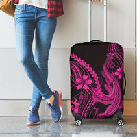 Pink Black Aloha Hawaii Luggage Cover Polynesian Shark Tattoo With Plumeria LT14 - Polynesian Pride