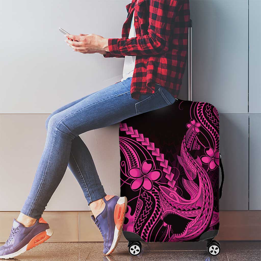 Pink Black Aloha Hawaii Luggage Cover Polynesian Shark Tattoo With Plumeria LT14 - Polynesian Pride