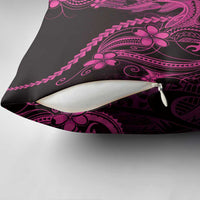 Pink Black Aloha Hawaii Pillow Cover Polynesian Shark Tattoo With Plumeria - Polynesian Pride