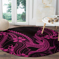 Pink Black Aloha Hawaii Round Carpet Polynesian Shark Tattoo With Plumeria LT14 - Polynesian Pride