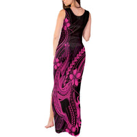 Pink Black Aloha Hawaii Tank Maxi Dress Polynesian Shark Tattoo With Plumeria LT14 - Polynesian Pride