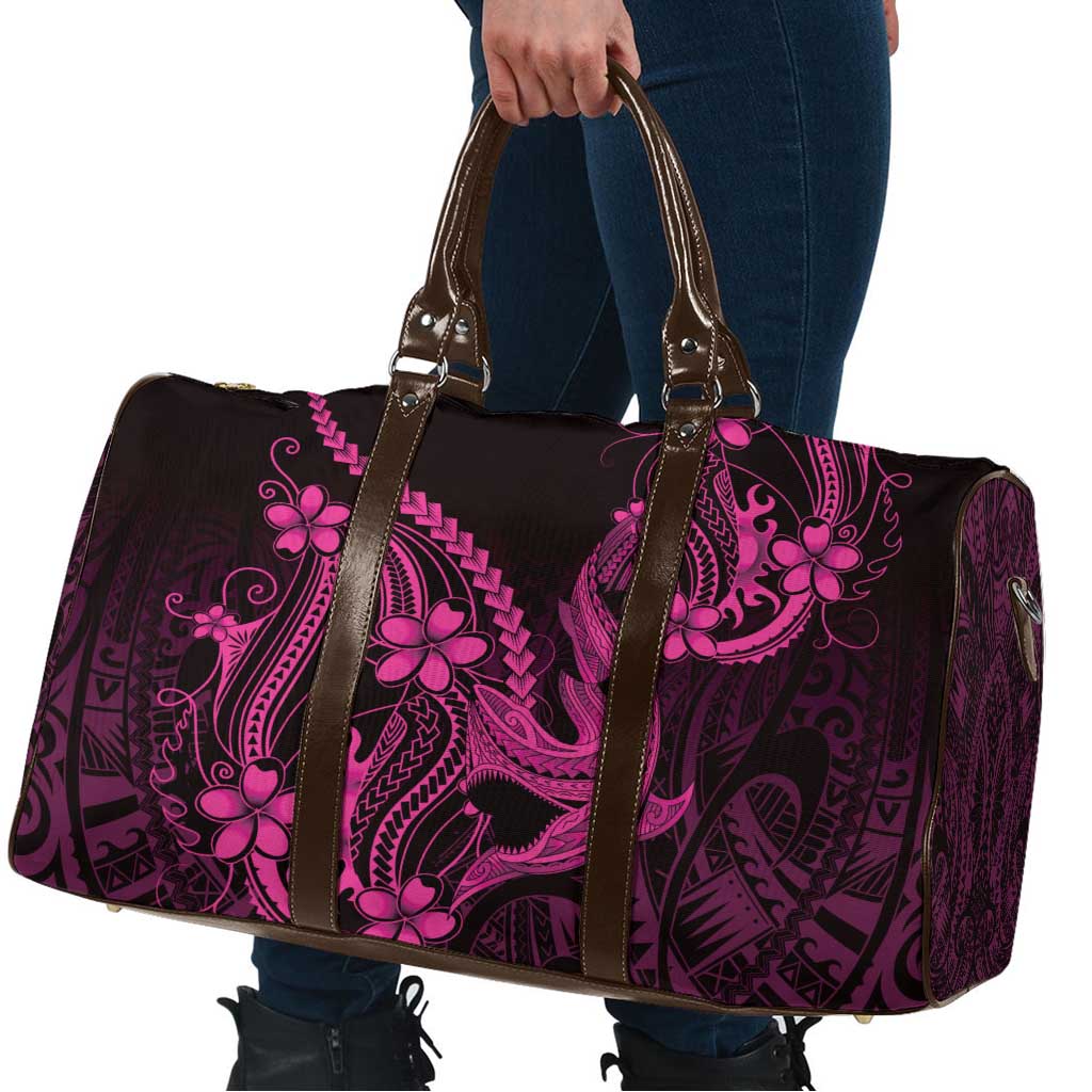 Pink Black Aloha Hawaii Travel Bag Polynesian Shark Tattoo With Plumeria LT14 - Polynesian Pride
