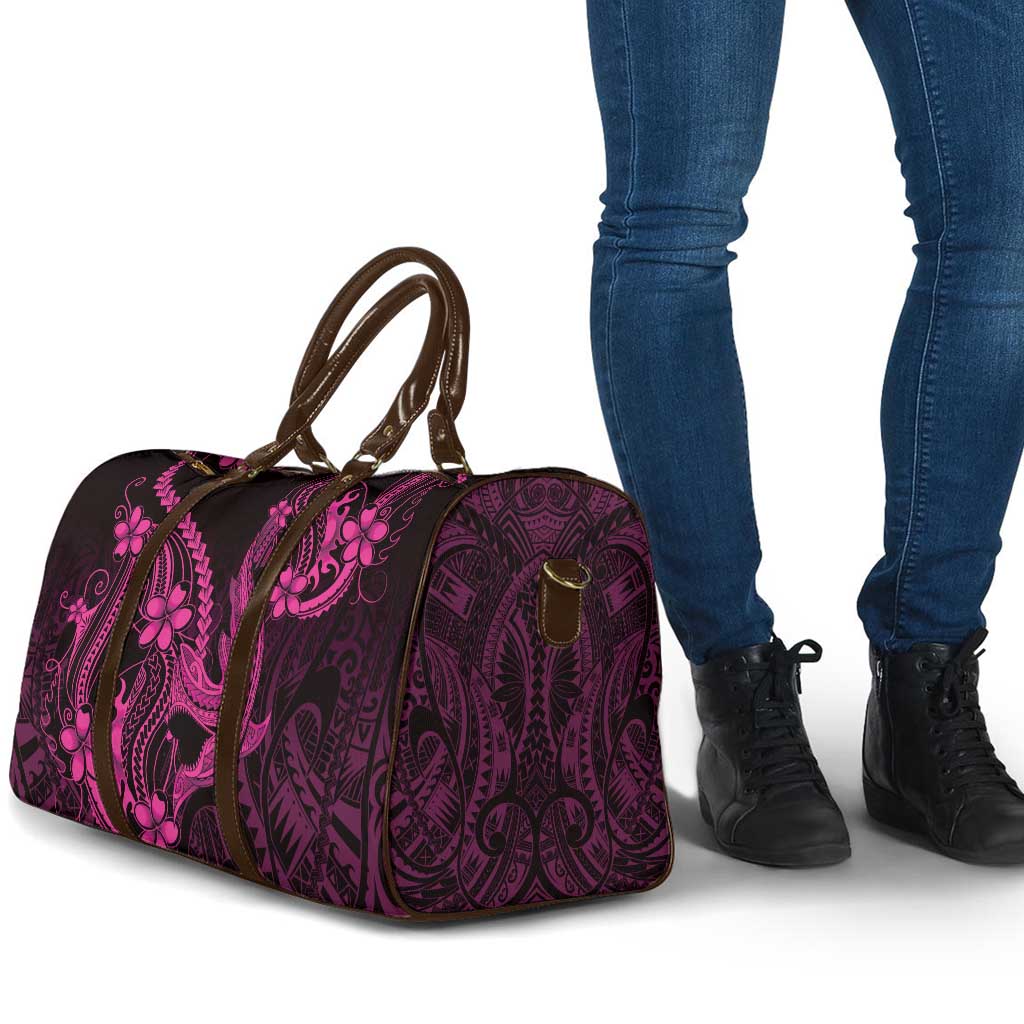 Pink Black Aloha Hawaii Travel Bag Polynesian Shark Tattoo With Plumeria LT14 - Polynesian Pride