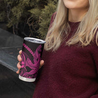 Pink Black Aloha Hawaii Tumbler Cup Polynesian Shark Tattoo With Plumeria LT14 - Polynesian Pride