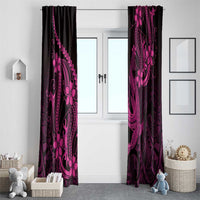 Pink Black Aloha Hawaii Window Curtain Polynesian Shark Tattoo With Plumeria LT14 - Polynesian Pride