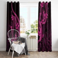 Pink Black Aloha Hawaii Window Curtain Polynesian Shark Tattoo With Plumeria LT14 - Polynesian Pride