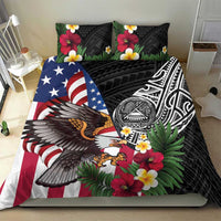 United States and American Samoa Bedding Set USA Flag Eagle With Seal Tropical Flowers LT14 - Polynesian Pride