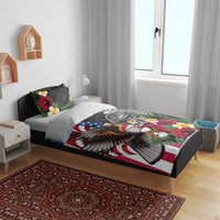 United States and American Samoa Bedding Set USA Flag Eagle With Seal Tropical Flowers LT14 - Polynesian Pride