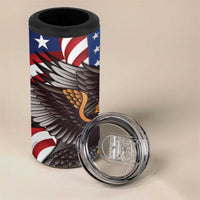 United States and American Samoa 4 in 1 Can Cooler Tumbler USA Flag Eagle With Seal Tropical Flowers