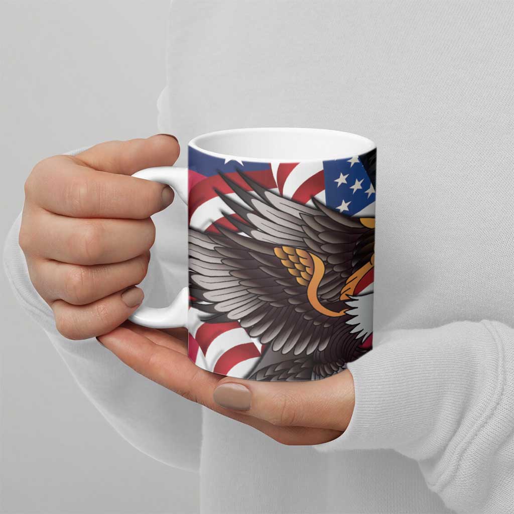 United States and American Samoa Ceramic Mug USA Flag Eagle With Seal Tropical Flowers LT14 - Polynesian Pride