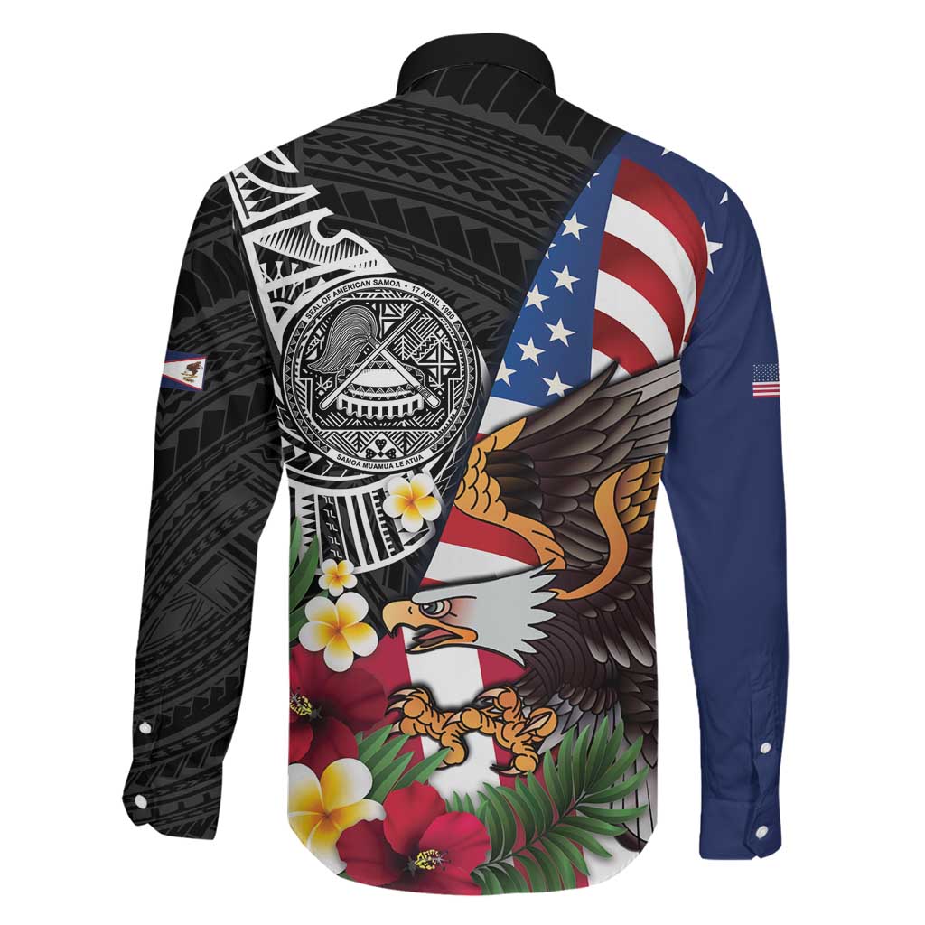 United States and American Samoa Family Matching Summer Maxi Dress and Hawaiian Shirt USA Flag Eagle With Seal Tropical Flowers LT14 - Polynesian Pride