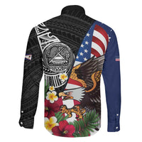 United States and American Samoa Family Matching Summer Maxi Dress and Hawaiian Shirt USA Flag Eagle With Seal Tropical Flowers LT14 - Polynesian Pride
