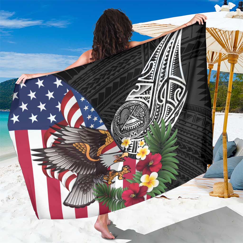 United States and American Samoa Sarong USA Flag Eagle With Seal Tropical Flowers