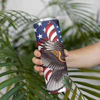 United States and American Samoa Skinny Tumbler USA Flag Eagle With Seal Tropical Flowers