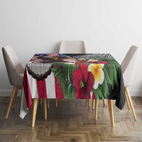 United States and American Samoa Tablecloth USA Flag Eagle With Seal Tropical Flowers