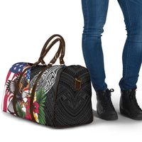 United States and American Samoa Travel Bag USA Flag Eagle With Seal Tropical Flowers LT14 - Polynesian Pride