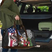 United States and American Samoa Travel Bag USA Flag Eagle With Seal Tropical Flowers LT14 - Polynesian Pride