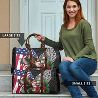 United States and American Samoa Travel Bag USA Flag Eagle With Seal Tropical Flowers LT14 - Polynesian Pride