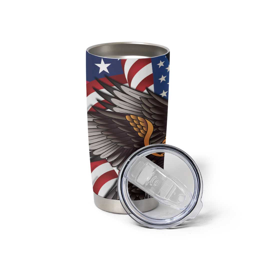 United States and American Samoa Tumbler Cup USA Flag Eagle With Seal Tropical Flowers LT14 - Polynesian Pride