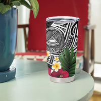 United States and American Samoa Tumbler Cup USA Flag Eagle With Seal Tropical Flowers LT14 - Polynesian Pride