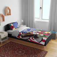 United States and Northern Mariana Islands Bedding Set USA Flag Eagle CNMI Latte Stone Tropical Flowers LT14 - Polynesian Pride